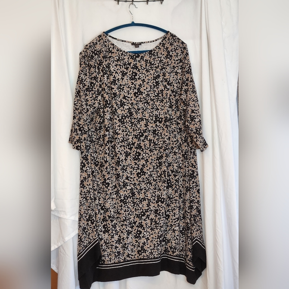 J Jill Black and Tan Print A Line Dress 3x